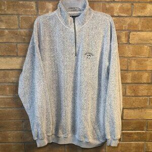 Vintage Y2K Big Dogs Gray 1/4 Zip Pullover Sweater Embroidered Logo Pockets Sz L